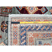 Load image into Gallery viewer, 4&#39;1&quot;x9&#39;10&quot; Misty Gray, Natural Dyes, Hand Knotted Densely Woven, Pure Wool, Armenian Inspired Caucasian Design, 200 Kpsi, Runner Oriental Rug FWR876