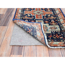 Load image into Gallery viewer, 2&#39;x5&#39;10&quot; Gibraltar Sea Blue With Small Bird Figurines, 200 Kpsi, Hand Knotted, Denser Weave, Natural Dyes, Armenian Inspired Caucasian Design, Organic Wool, Runner Oriental Rug FWR912