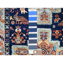 Load image into Gallery viewer, 2&#39;x5&#39;10&quot; Gibraltar Sea Blue With Small Bird Figurines, 200 Kpsi, Hand Knotted, Denser Weave, Natural Dyes, Armenian Inspired Caucasian Design, Organic Wool, Runner Oriental Rug FWR912
