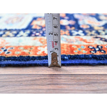 Load image into Gallery viewer, 2&#39;x5&#39;10&quot; Gibraltar Sea Blue With Small Bird Figurines, 200 Kpsi, Hand Knotted, Denser Weave, Natural Dyes, Armenian Inspired Caucasian Design, Organic Wool, Runner Oriental Rug FWR912