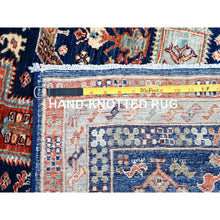 Load image into Gallery viewer, 2&#39;7&quot;x7&#39;9&quot; Broncos Navy Blue, Runner, Armenian Inspired Caucasian Design, Pure And Soft Wool, Hand Knotted, Natural Dyes, Denser Weave, Small Bird Figurines, 200 Kpsi, Oriental Rug FWR924