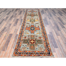 Load image into Gallery viewer, 2&#39;8&quot;x9&#39;8&quot; Puritan Gray With Small Bird Figurines, 200 Kpsi, Organic Wool, Hand Knotted, Denser Weave, Vegetable Dyes, Colorful Armenian Inspired Caucasian Design, Runner Oriental Rug FWR930