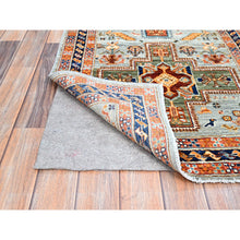 Load image into Gallery viewer, 2&#39;8&quot;x9&#39;8&quot; Puritan Gray With Small Bird Figurines, 200 Kpsi, Organic Wool, Hand Knotted, Denser Weave, Vegetable Dyes, Colorful Armenian Inspired Caucasian Design, Runner Oriental Rug FWR930