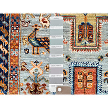 Load image into Gallery viewer, 2&#39;8&quot;x9&#39;8&quot; Puritan Gray With Small Bird Figurines, 200 Kpsi, Organic Wool, Hand Knotted, Denser Weave, Vegetable Dyes, Colorful Armenian Inspired Caucasian Design, Runner Oriental Rug FWR930
