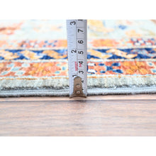 Load image into Gallery viewer, 2&#39;8&quot;x9&#39;8&quot; Puritan Gray With Small Bird Figurines, 200 Kpsi, Organic Wool, Hand Knotted, Denser Weave, Vegetable Dyes, Colorful Armenian Inspired Caucasian Design, Runner Oriental Rug FWR930