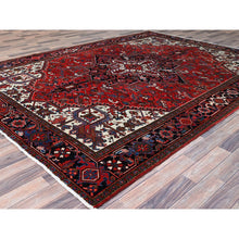 Load image into Gallery viewer, 8&#39;x11&#39;2&quot; Venetian Red With Centre Floral Motif, Densely Woven, Ends Professionally Secured, Velvety Wool, Hand Knotted, Vegetable Dyes, Cleaned, Good Condition, Old Persian Heriz, Oriental Rug Sh160 FWR960