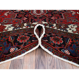 8'x11'2" Venetian Red With Centre Floral Motif, Densely Woven, Ends Professionally Secured, Velvety Wool, Hand Knotted, Vegetable Dyes, Cleaned, Good Condition, Old Persian Heriz, Oriental Rug Sh160 FWR960