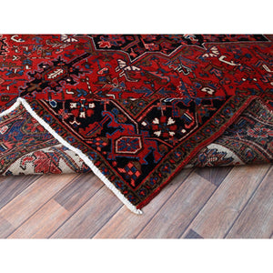 8'x11'2" Venetian Red With Centre Floral Motif, Densely Woven, Ends Professionally Secured, Velvety Wool, Hand Knotted, Vegetable Dyes, Cleaned, Good Condition, Old Persian Heriz, Oriental Rug Sh160 FWR960