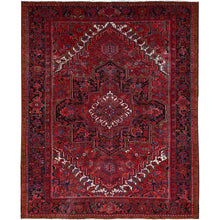 Load image into Gallery viewer, 9&#39;8&quot;x12&#39;3&quot; Merlot Deep Red With Colorful Large Motif, Good Condition, Clean With Pop Of Color, Organic Wool, Semi Antique Nomad Art Persian Heriz Oriental Rug Sh166 FWR996