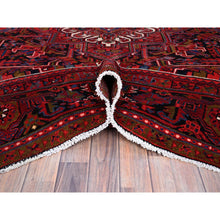 Load image into Gallery viewer, 9&#39;8&quot;x12&#39;3&quot; Merlot Deep Red With Colorful Large Motif, Good Condition, Clean With Pop Of Color, Organic Wool, Semi Antique Nomad Art Persian Heriz Oriental Rug FWR996
