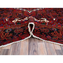Load image into Gallery viewer, 9&#39;10&quot;x12&#39;6&quot; Sceptre Red, Cleaned, Good Condition, Pure Wool, Ends And Sides Secured, Semi Antique Tribal Weaving Persian Heriz With Centre Flower Pattern, Oriental Rug FWR1002