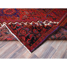 Load image into Gallery viewer, 9&#39;10&quot;x12&#39;6&quot; Sceptre Red, Cleaned, Good Condition, Pure Wool, Ends And Sides Secured, Semi Antique Tribal Weaving Persian Heriz With Centre Flower Pattern, Oriental Rug FWR1002