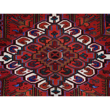 Load image into Gallery viewer, 9&#39;10&quot;x12&#39;6&quot; Sceptre Red, Cleaned, Good Condition, Pure Wool, Ends And Sides Secured, Semi Antique Tribal Weaving Persian Heriz With Centre Flower Pattern, Oriental Rug FWR1002