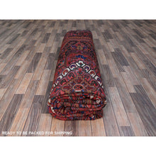 Load image into Gallery viewer, 9&#39;10&quot;x12&#39;6&quot; Sceptre Red, Cleaned, Good Condition, Pure Wool, Ends And Sides Secured, Semi Antique Tribal Weaving Persian Heriz With Centre Flower Pattern, Oriental Rug FWR1002