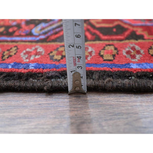 9'10"x12'6" Sceptre Red, Cleaned, Good Condition, Pure Wool, Ends And Sides Secured, Semi Antique Tribal Weaving Persian Heriz With Centre Flower Pattern, Oriental Rug FWR1002