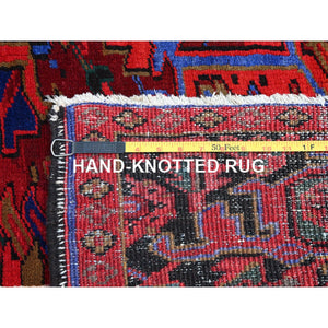 9'10"x12'6" Sceptre Red, Cleaned, Good Condition, Pure Wool, Ends And Sides Secured, Semi Antique Tribal Weaving Persian Heriz With Centre Flower Pattern, Oriental Rug FWR1002
