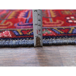 9'8"x12'7" Carmine Red, Sides And Ends Secured Professionally, Vintage Persian Heriz, Good Condition, Tribal Weave, All Natural Wool, Oriental Rug FWR1020