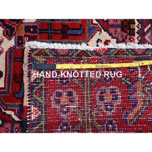 9'8"x12'7" Carmine Red, Sides And Ends Secured Professionally, Vintage Persian Heriz, Good Condition, Tribal Weave, All Natural Wool, Oriental Rug FWR1020