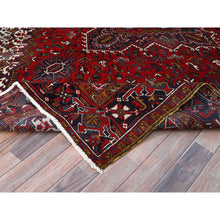 Load image into Gallery viewer, 7&#39;9&quot;x10&#39;9&quot; Ruby Red With Geometric Medallion, Sides And Ends Secured Professionally, Tribal Weave, Hand Knotted, 100% Wool, Cropped Thin, Semi Antique Oriental Rug Sh174 FWR1044
