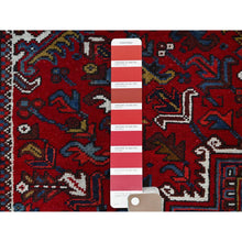Load image into Gallery viewer, 7&#39;9&quot;x10&#39;9&quot; Ruby Red With Geometric Medallion, Sides And Ends Secured Professionally, Tribal Weave, Hand Knotted, 100% Wool, Cropped Thin, Semi Antique Persian Heriz Oriental Rug FWR1044