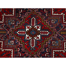 Load image into Gallery viewer, 7&#39;9&quot;x10&#39;9&quot; Ruby Red With Geometric Medallion, Sides And Ends Secured Professionally, Tribal Weave, Hand Knotted, 100% Wool, Cropped Thin, Semi Antique Persian Heriz Oriental Rug FWR1044