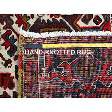 Load image into Gallery viewer, 7&#39;9&quot;x10&#39;9&quot; Ruby Red With Geometric Medallion, Sides And Ends Secured Professionally, Tribal Weave, Hand Knotted, 100% Wool, Cropped Thin, Semi Antique Persian Heriz Oriental Rug FWR1044