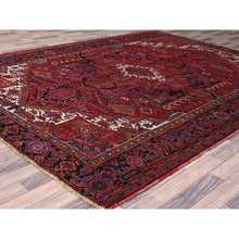 Load image into Gallery viewer, 8&#39;4&quot;x11&#39; Barn Red With Geometric Centre Element, Mint Condition, Clean, Cropped Thin, Sides And Ends Secured Professionally, Hand Knotted, Soft Wool, Persian Heriz, Tribal Weaving, Vintage Oriental Rug FWR1074
