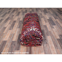 Load image into Gallery viewer, 8&#39;4&quot;x11&#39; Barn Red With Geometric Centre Element, Mint Condition, Clean, Cropped Thin, Sides And Ends Secured Professionally, Hand Knotted, Soft Wool, Persian Heriz, Tribal Weaving, Vintage Oriental Rug FWR1074