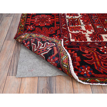 Load image into Gallery viewer, 10&#39;x12&#39;8&quot; Fire Brick Red With Asphalt Black Border, Nomad Art, Vintage Persian Heriz, Great Condition, Cleaned, Sheared Low, Sides And Ends Secured, Hand Knotted, Luxurious Wool, Oriental Rug FWR1080