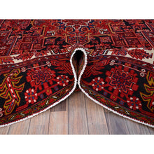 Load image into Gallery viewer, 10&#39;x12&#39;8&quot; Fire Brick Red With Asphalt Black Border, Nomad Art, Vintage Persian Heriz, Great Condition, Cleaned, Sheared Low, Sides And Ends Secured, Hand Knotted, Luxurious Wool, Oriental Rug FWR1080
