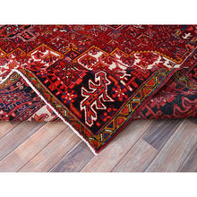 Load image into Gallery viewer, 10&#39;x12&#39;8&quot; Fire Brick Red With Asphalt Black Border, Nomad Art, Vintage Persian Heriz, Great Condition, Cleaned, Sheared Low, Sides And Ends Secured, Hand Knotted, Luxurious Wool, Oriental Rug FWR1080