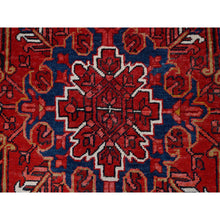 Load image into Gallery viewer, 10&#39;x12&#39;8&quot; Fire Brick Red With Asphalt Black Border, Nomad Art, Vintage Persian Heriz, Great Condition, Cleaned, Sheared Low, Sides And Ends Secured, Hand Knotted, Luxurious Wool, Oriental Rug FWR1080