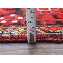 Load image into Gallery viewer, 10&#39;x12&#39;8&quot; Fire Brick Red With Asphalt Black Border, Nomad Art, Vintage Persian Heriz, Great Condition, Cleaned, Sheared Low, Sides And Ends Secured, Hand Knotted, Luxurious Wool, Oriental Rug FWR1080