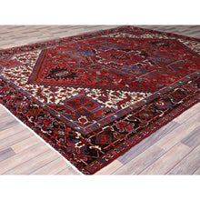 Load image into Gallery viewer, 8&#39;9&quot;x10&#39;10&quot; Upsdell Red With Hand Knotted Soft And Vibrant Wool, Great Condition, Tribal Floor Art, Ends Secured Professionally, Semi Antique Persian Heriz, Nomad Art Oriental Rug FWR1104