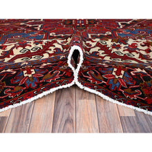 Load image into Gallery viewer, 8&#39;9&quot;x10&#39;10&quot; Upsdell Red With Hand Knotted Soft And Vibrant Wool, Great Condition, Tribal Floor Art, Ends Secured Professionally, Semi Antique Persian Heriz, Nomad Art Oriental Rug FWR1104