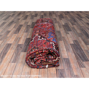 8'9"x10'10" Upsdell Red With Hand Knotted Soft And Vibrant Wool, Great Condition, Tribal Floor Art, Ends Secured Professionally, Semi Antique Persian Nomad Art Oriental Rug Sh184 FWR1104