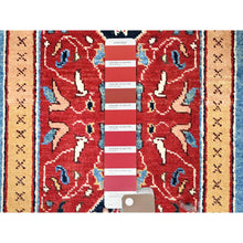 Load image into Gallery viewer, 2&#39;9&quot;x17&#39;5&quot; Fire Engine Red, Natural Dyes With Tribal Elements, Narrow, Soft And Velvety Wool, Hand Knotted, Afghan Peshawar Serapi Heriz, Densely Woven, Runner Oriental Rug FWR1122