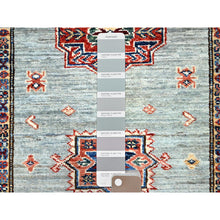 Load image into Gallery viewer, 2&#39;9&quot;x15&#39;5&quot; Puritan Gray, Geometric Elements Oriental Afghan Super Kazak 100% Wool Hand Knotted Denser Weave Natural Dyes Runner Rug FWR1140
