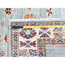 Load image into Gallery viewer, 2&#39;9&quot;x15&#39;5&quot; Puritan Gray, Geometric Elements Oriental Afghan Super Kazak 100% Wool Hand Knotted Denser Weave Natural Dyes Runner Rug FWR1140