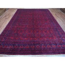 Load image into Gallery viewer, 9&#39;9&quot;x13&#39; Deep And Saturated Red, Afghan Khamyab With All Over Repetitive Star Design, Hand Knotted, 100% Wool, Vegetable Dyes, Oriental Rug FWR120006