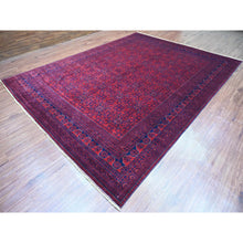 Load image into Gallery viewer, 9&#39;9&quot;x13&#39; Deep And Saturated Red, Afghan Khamyab With All Over Repetitive Star Design, Hand Knotted, 100% Wool, Vegetable Dyes, Oriental Rug FWR120006