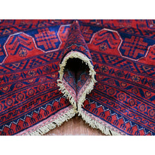 Load image into Gallery viewer, 9&#39;9&quot;x13&#39; Deep And Saturated Red, Afghan Khamyab With All Over Repetitive Star Design, Hand Knotted, 100% Wool, Vegetable Dyes, Oriental Rug FWR120006