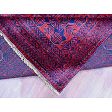 Load image into Gallery viewer, 9&#39;9&quot;x13&#39; Deep And Saturated Red, Afghan Khamyab With All Over Repetitive Star Design, Hand Knotted, 100% Wool, Vegetable Dyes, Oriental Rug FWR120006