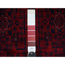 Load image into Gallery viewer, 9&#39;9&quot;x13&#39; Deep And Saturated Red, Afghan Khamyab With All Over Repetitive Star Design, Hand Knotted, 100% Wool, Vegetable Dyes, Oriental Rug FWR120006