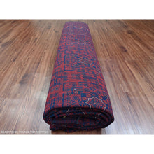 Load image into Gallery viewer, 9&#39;9&quot;x13&#39; Deep And Saturated Red, Afghan Khamyab With All Over Repetitive Star Design, Hand Knotted, 100% Wool, Vegetable Dyes, Oriental Rug FWR120006