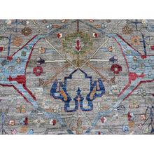Load image into Gallery viewer, 11&#39;7&quot;x15&#39;8&quot; Cloud Gray, Aryana Grade, Peshawar With Bijar Garus Design, Colorful Pattern, Vegetable Dyes, Hand Knotted, Densely Woven, 100% Wool, Oversized, Oriental Rug FWR120012