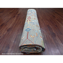 Load image into Gallery viewer, 11&#39;7&quot;x15&#39;8&quot; Cloud Gray, Aryana Grade, Peshawar With Bijar Garus Design, Colorful Pattern, Vegetable Dyes, Hand Knotted, Densely Woven, 100% Wool, Oversized, Oriental Rug FWR120012
