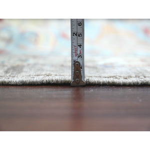 11'7"x15'8" Cloud Gray, Aryana Grade, Peshawar With Bijar Garus Design, Colorful Pattern, Vegetable Dyes, Hand Knotted, Densely Woven, 100% Wool, Oversized, Oriental Rug FWR120012