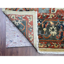 Load image into Gallery viewer, 8&#39;2&quot;x10&#39; Khaki Brown With Navy Blue, Hand Knotted, Serapi Heriz, Aryana Collection, Vegetable Dyes, 100% Wool, Densely Woven, Oriental Rug FWR120024