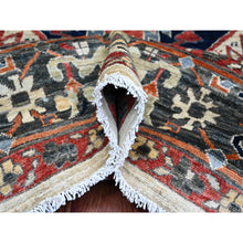 Load image into Gallery viewer, 8&#39;2&quot;x10&#39; Khaki Brown With Navy Blue, Hand Knotted, Serapi Heriz, Aryana Collection, Vegetable Dyes, 100% Wool, Densely Woven, Oriental Rug FWR120024